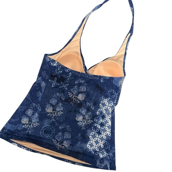 Garnet Hill Signature Twist Front Tankini Top and Bottoms Blue Size 18 NWT - Picture 3 of 6